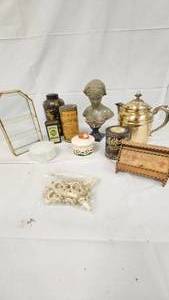 Vintage Knick Knacks, Bust, Wood Trinket Box, Finials