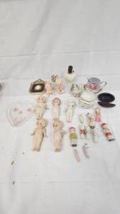 Porcelain Doll lot including Kewpie like dolls, some parts
