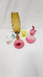 Lady Caroline Bowl, Hand Painted Glassware, additional Vintage Glassware