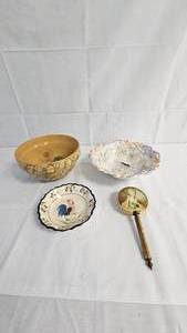 Red Wing Bowl, Floral DIsh, VIntage Brush