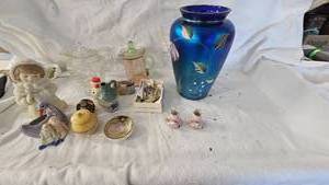 Beautiful Hand-painted Vase, Noritake Candle Holders and Vintage Assortment