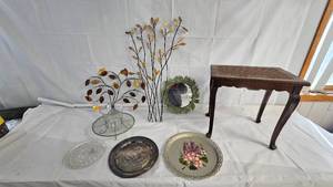 RattanWood End Table, Wall Decor and Trays