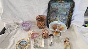 Fenton Glass Basket, Fenton Vase, Porcelain Toy, Vintage Knick Knacks