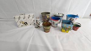 English Shoemaker Collection Windmill, Tin Pails(Popeye, Humpty Dumpty)