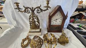 BrassMarble Candle Holder,Clock, Brass Soap Holder