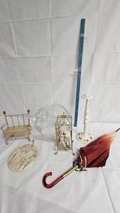 Cast Iron HolderCandle, Terrarium, Umbrella, Porcelain Figures
