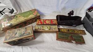 Vintage Wood Pencil Box Lot