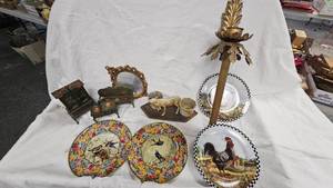 Tin Plates, Candle Holder, Cow with Pails Vintage Figure