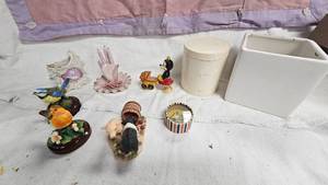 Minnie Mouse with Stroller Toy, Porcelain Ring Holder and BirdPig Figures