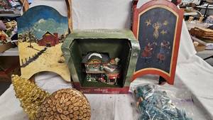 Village Collectibles, Wood Sled Decor and Trees