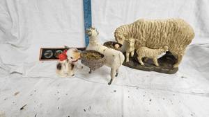 1850s Magic Lantern Glass and Vintage Animal Figures