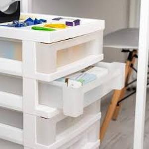 IRIS 14.25 in. L x 12.05 in. W x 22.25 in. H 5-Drawer Storage Cart with Organizer Top in White and Pearl   Customer Returns See Pictures