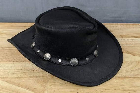 lot 197 image: New Minnetonka The Outback Buffalo Nickel Black Hat Unisex Medium $67.95 Retail N