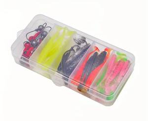 lot 44G image: Brand New 40 Piece Paddle Tail Soft Lure and Jig Fishing Hook Set N