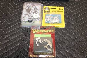 lot 10 image: Set of Metal Fantasy Miniatures from Fantasy Warriors, Blood Bowl, and Werewolf the Apocalypse