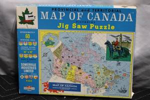lot 33 image: Vintage Puzzle Map of Canada by Somerville Industries - 60 Pieces