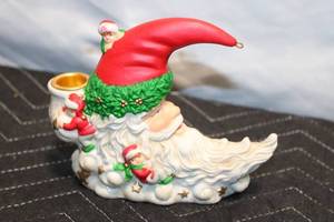 lot 138 image: Santa Claus Boot Candle Holder with Elves Decor