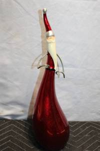 lot 153 image: Tall Santa Figurine with Metallic Red Finish