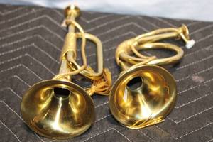 lot 158 image: Pair of Decorative Brass Bugles with Tassels