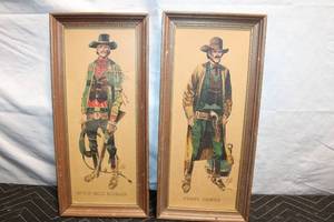 lot A-162 image: Pair of Framed Wild West Prints Wild Bill Hickok and Jesse James