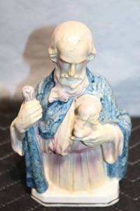 lot 170 image: Handcrafted Ceramic Figurine with Blue Robe Detailing