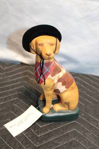 lot 189 image: Vintage Dog Figurine with Black Hat and Argyle Sweater