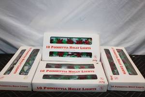 lot 347 image: 5 Sets of 10 Poinsettia Holly Christmas Lights