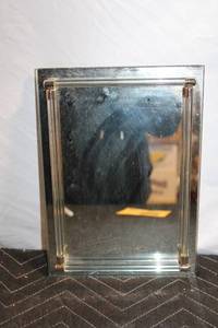 lot 355 image: Rectangular Accent Wall Mirror with Brass Fittings