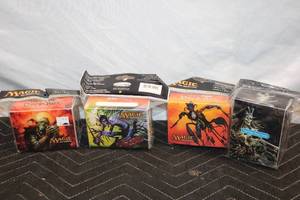 lot 370 image: Set of 4 Magic The Gathering Deck Boxes with Unique Art Designs