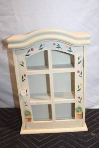 lot 401 image: Vintage Wall-Mounted Wooden Cabinet with Floral Design