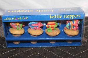 lot 409 image: Set of 4 Boston Warehouse Island Fish Bottle Stoppers
