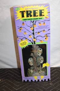 lot 423 image: Battery Operated Halloween Tree with Hand Painted Ceramic Base