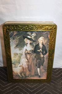 lot 461 image: Vintage Decorative Tin Box with Regency Era Artwork
