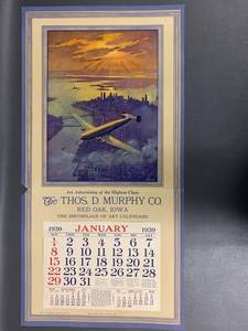 lot 60J image: Vintage 1939 Thos. D. Murphy Co. Art Calendar