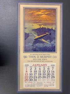 lot 63J image: 1939 Thos. D. Murphy Co. Vintage Calendar