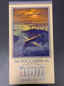 lot 66J image: 1939 Thos. D. Murphy Co. Calendar Art Plane