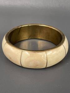 lot 94J image: Vintage Bone and Brass Bone Bangle Bracelet