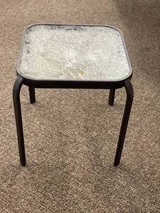 lot 135F image: Sturdy Outdoor Side Table with Glass Top