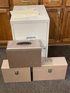lot 139F image: Metal Filing Cabinet & Storage Box Set