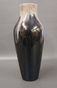 lot 6W image: Elegant Danish Glossy Black Ceramic Vase