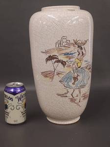 lot 7W image: Midcentury West German Handpainted Vase