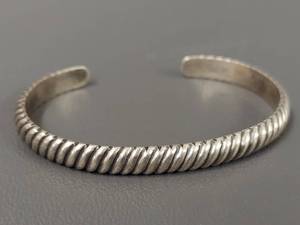 lot 25W image: Vintage Silver Rope Cuff Bracelet