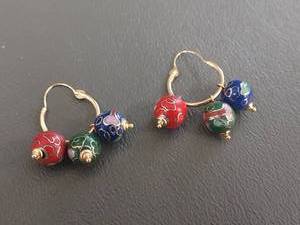 lot 43W image: Vintage Cloisonne Bead Earrings