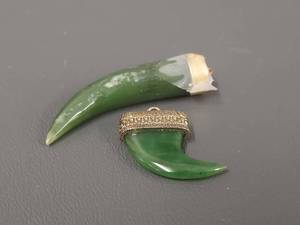 lot 63W image: Jade Claw Pendants with Sterling Silver, etc.