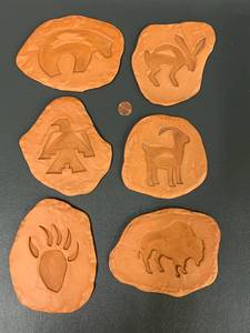 lot 79W image: Sue Dewitt Set of Six Handcrafted Clay Art Tiles - Southwestern Inspired