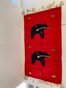lot 10F image: Southwest Bear Motif Wool Rug 40 Long