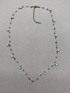 lot 11B image: Elegant Turquoise Bead Sterling Silver Chain Necklace