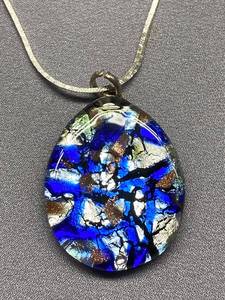 lot 16B image: Italian Glass Pendant Necklace with Sterling Silver