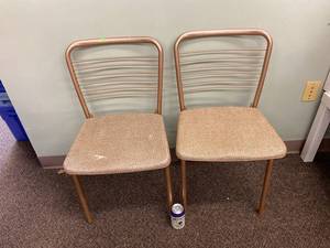 lot 16F image: Vintage Metal Chairs Set of 2 Durable Seating
