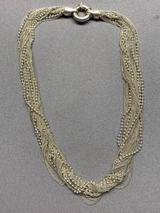 lot 17B image: Sterling Silver Multi-Strand Beaded Chain Necklace 925 49.68 Grams
